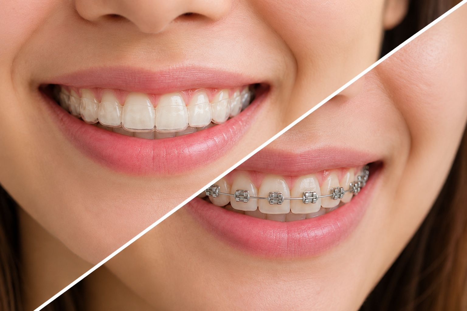 Comparison between clear aligners and metal braces